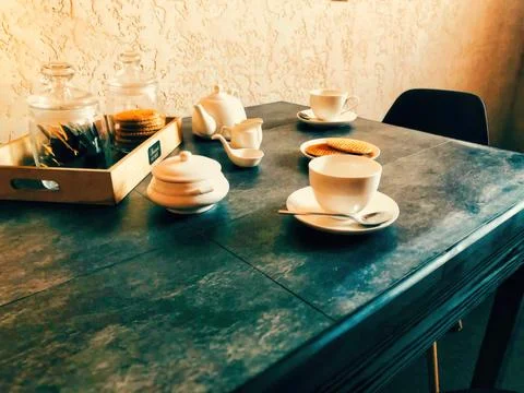 TABLE WITH FOOD Foto stock