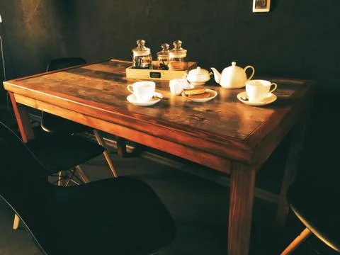 TABLE WITH FOOD Foto stock