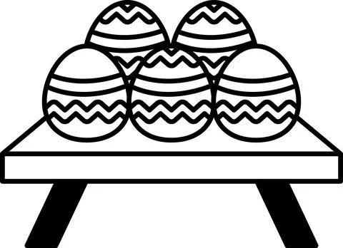 A table with four eggs on it Stock Illustration