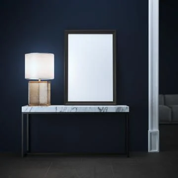 Table with frame and lamp. 3d rendering Stock Illustration