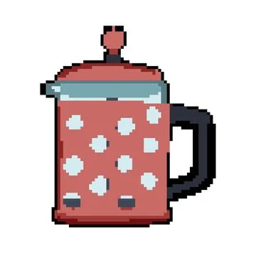 Table french press coffee pixel art vector illustration Stock Illustration