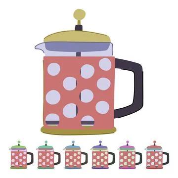 Table french press coffee vector cartoon graphic Stock Illustration