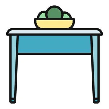 Table with fruit bowl vector icon illustration Stock Illustration