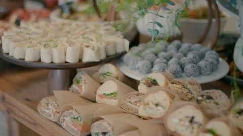 A table full of snacks Stock Footage 233967345