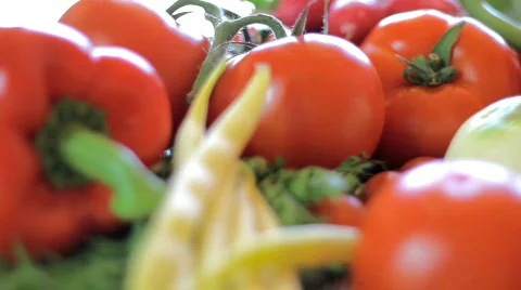 Table full of vegetables, dolly shot Video stock 777652
