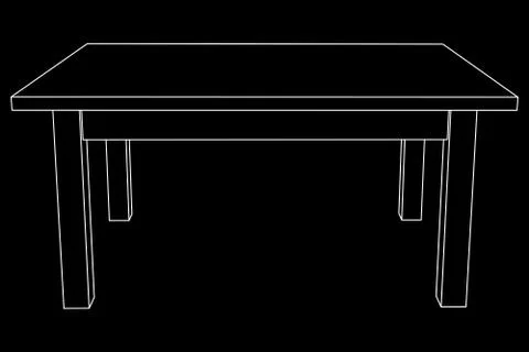 Table furniture wireframe Stock Illustration