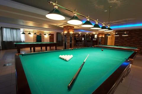 Table for game in billiards Stock Photos