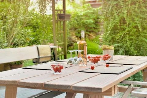 Table in garden to a drink Stock Photos
