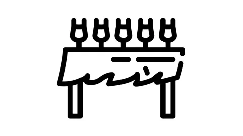 Table with glasses and wind black icon animation Stock Footage 156675600