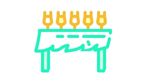 Table with glasses and wind color icon animation Stock Footage 156675349