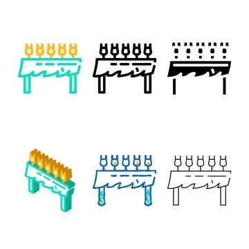 Table with glasses and wind color icon vector range Stock Illustration