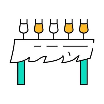 Table with glasses and wind icon color illustration Stock Illustration