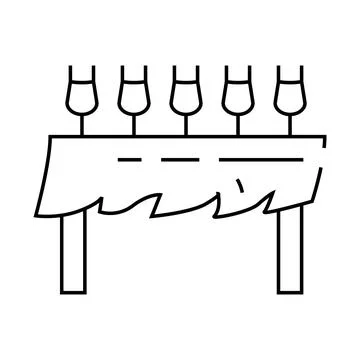 Table with glasses and wind line icon vector illustration Stock Illustration