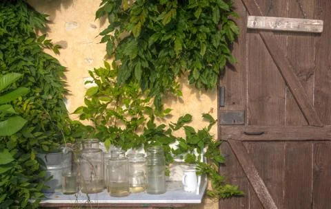Table with glasses Stock Photos