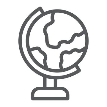 Table globe line icon, education and geography, world map sign, vector graphics Illustrazione stock