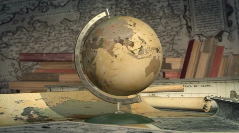 Table Globe with maps Stock Footage 47916116