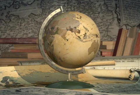 Table Globe with maps Video stock 47920471