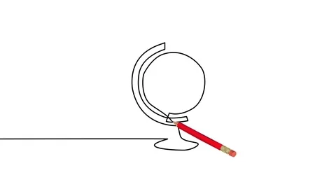 Table Globe One Stroke Animaton Drawn With Pencil Stock Footage 113905005
