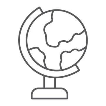 Table globe thin line icon, education and geography, world map sign, vector Illustrazione stock