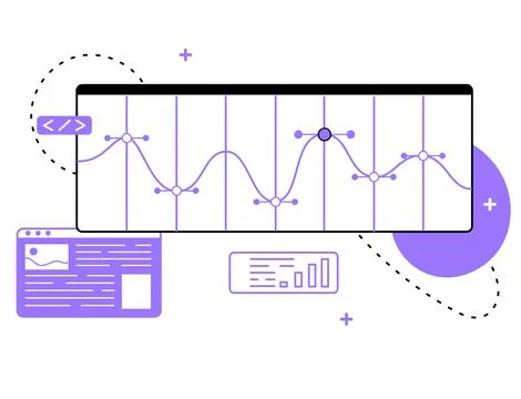 Table, graph with data, analyzing information Stock Illustration