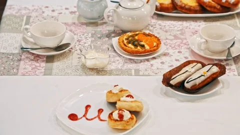 Table with grocery, confection, sweet Stock-Footage 100855920