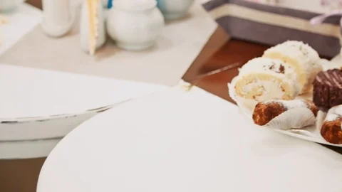 Table with grocery, confection, sweet Stock-Footage 100855934