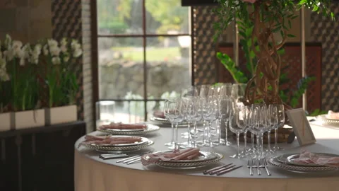 Table for guests at the wedding Stock Footage 150747195
