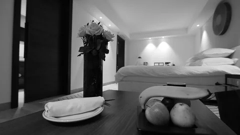 Table in a hotel room Stock Footage 105223003