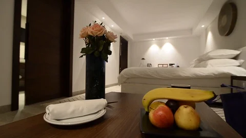 Table in a hotel room Stock Footage 105223113