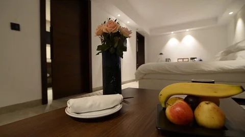 Table in a hotel room Stock Footage 105223149