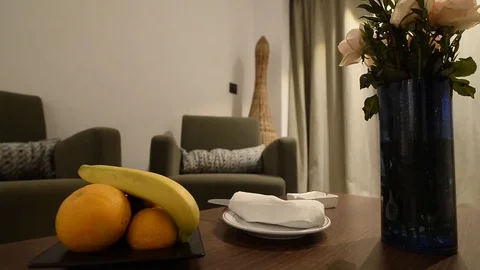 Table in a hotel room Stock Footage 105223270