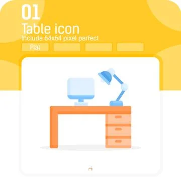 Table icon with flat style isolated on white background Illustrazione stock