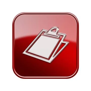 Table icon glossy red, isolated on white background Stockillustratie