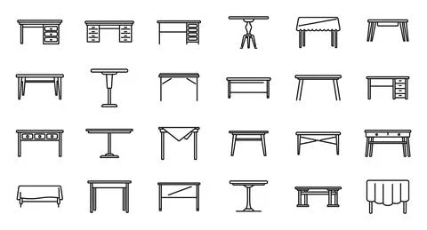 Table icon outline vector. Wooden desk Illustrazione stock