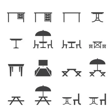 Table icon set Stock Illustration