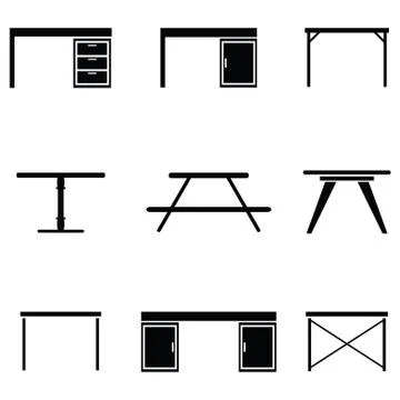 Table icon set Stock Illustration
