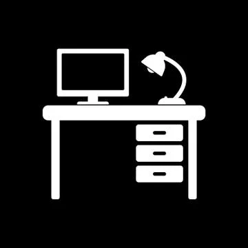 The table icon. Workplace and job, office, working symbol. Flat Stock Illustration