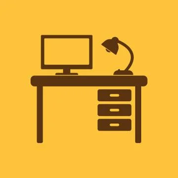 The table icon. Workplace and job, office, working symbol. Flat Stock Illustration