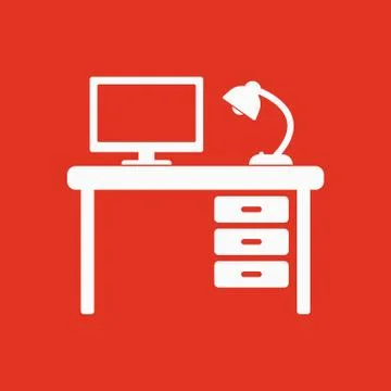 The table icon. Workplace and job, office, working symbol. Flat Stock Illustration