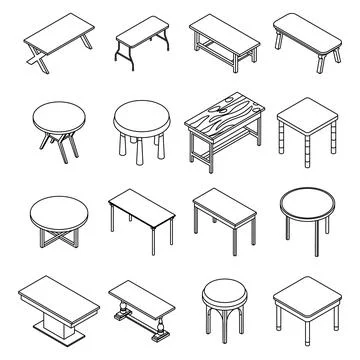 Table icons set vector outline Illustrazione stock