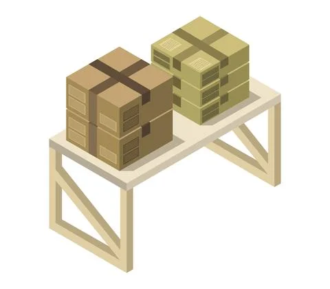 Table with illustrated box illustrated in vector Stock Illustration