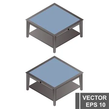 Table. Isometry. View from above. Isolated on white background. For the desig Stockillustratie
