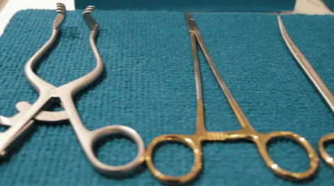 On the table is a kit of surgical instruments Stock Footage 58821682