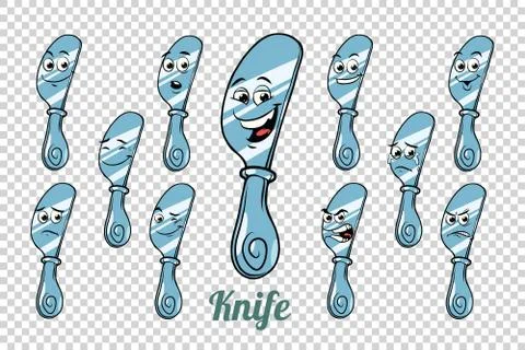 Table knife emotions characters collection set Stock Illustration