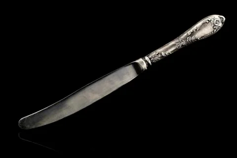 Table knife isolated on black background Stock Photos
