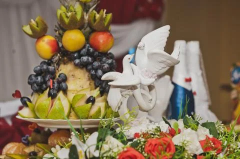 The table is Laden with dishes 7848. Stock Photos
