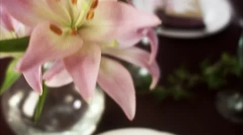 Table laid with a little red box on a plate Stock Footage 11290642