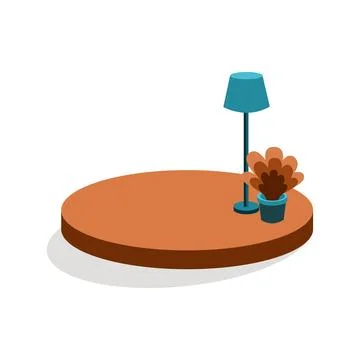 Table lamp and flower icon in isometric 3d style on a white Stock Illustration