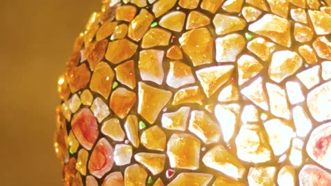 Table lamp ball made of mosaic colored amber glass design decorative 스톡 동영상 140941440