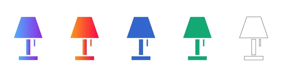 Table Lamp Decor Icon Set Stock Illustration